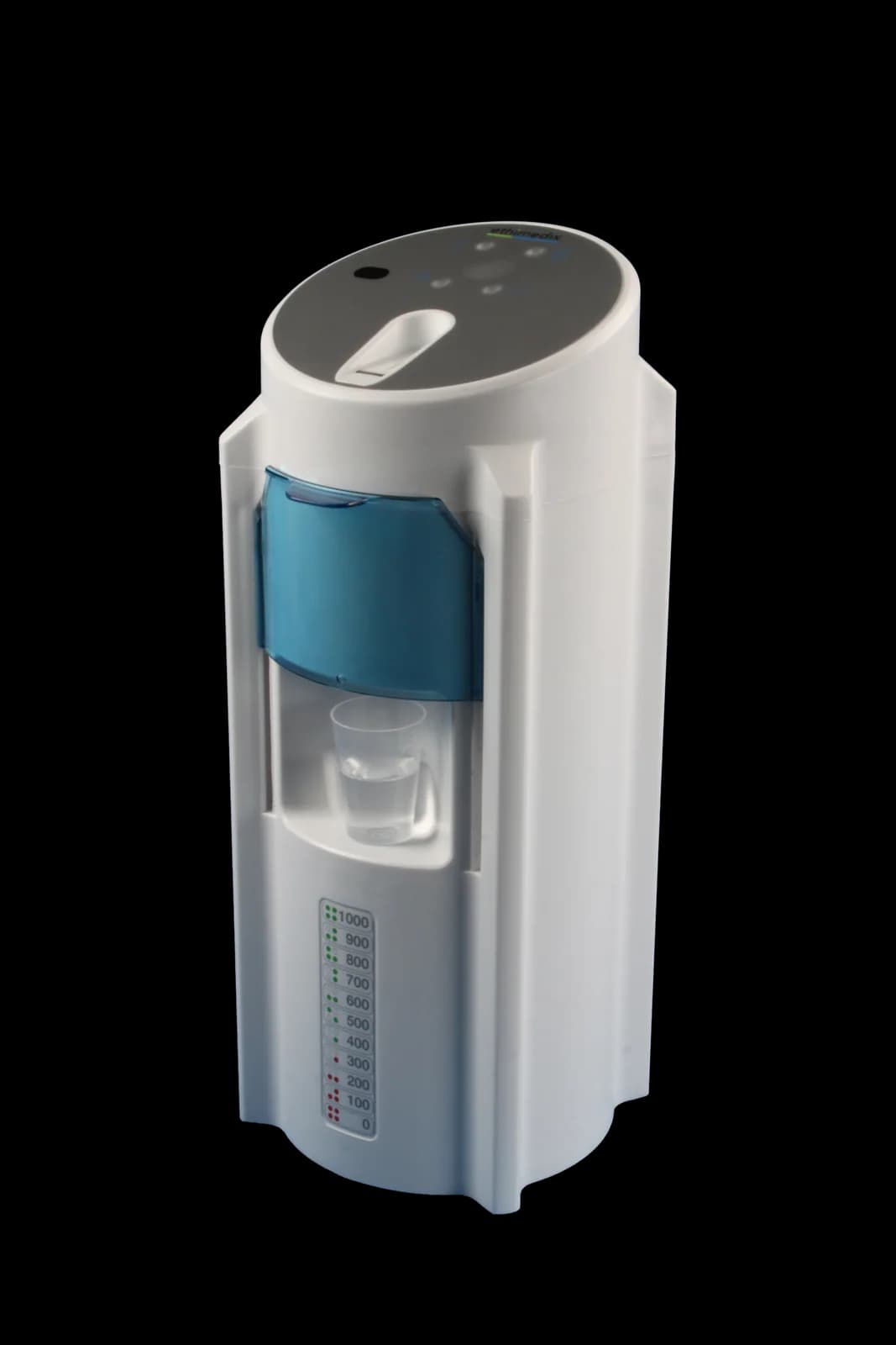 Medizinisches Smart-Bottle-Spenderkonzept mit blauem internem Modul